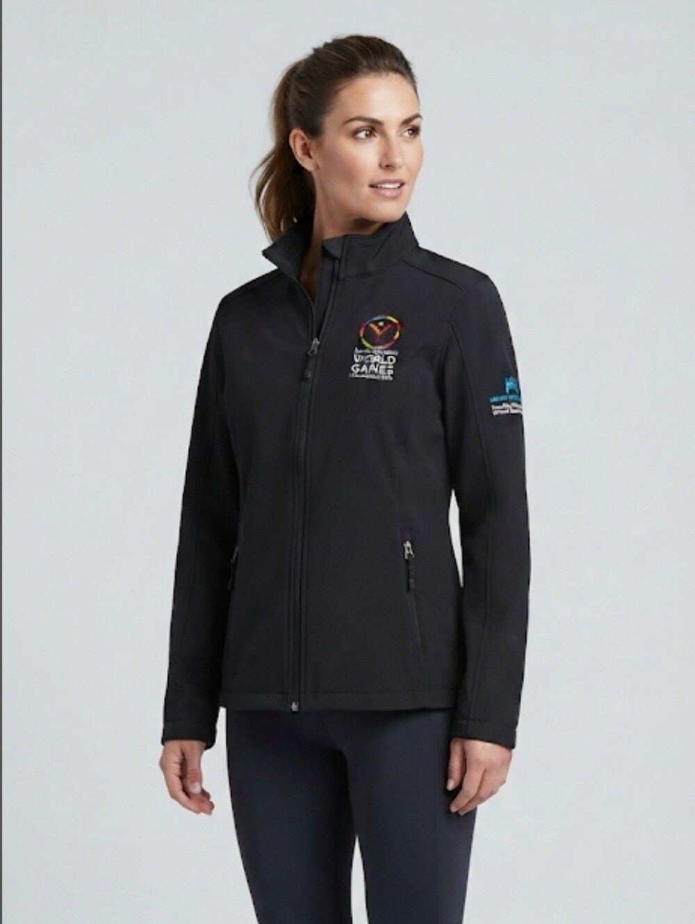 Special Olympics World Games LA 2015 Black Tailored Soft Shell Zip-Up Jacket XL